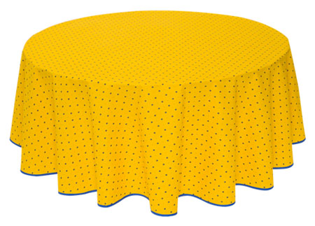 French Round Tablecloth coated (Calissons. yellow x blue) French Round Tablecloth coated (Calissons. yellow x blue)